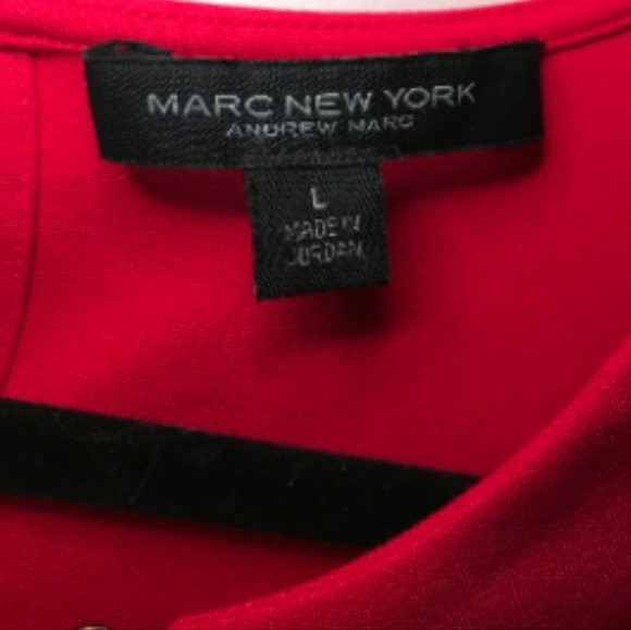 Marc New York Red Long Sleeve Tie Front Peplum Blouse Size Large - Picture 4 of 10